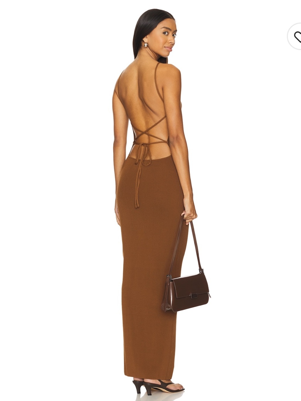 Backless Strappy Maxi Dress in Brown